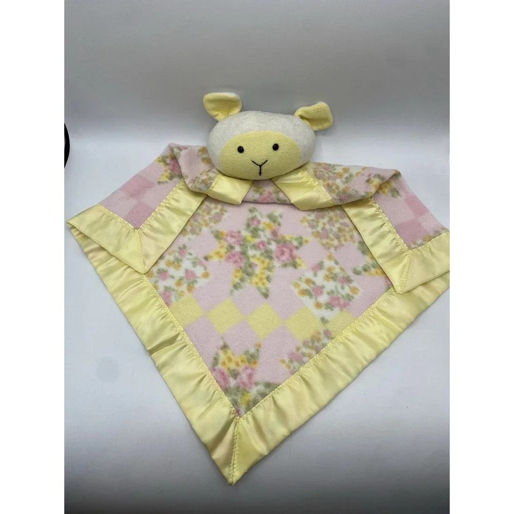 Vintage‎ Lamb Teddy Bear Lovey Satin Trim Security Blanket